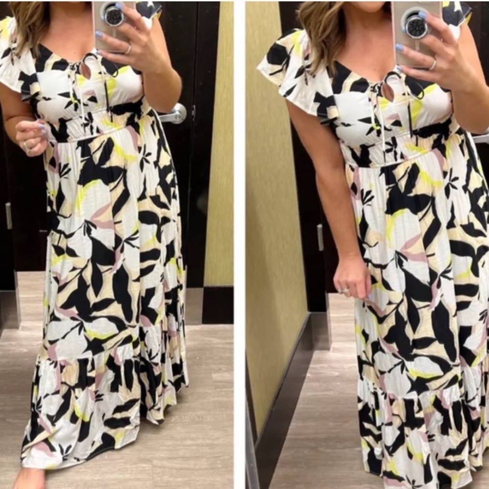 Nine West ‘Summer Bliss’ Tropical Print Maxi Dress - Picture 2 of 6